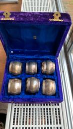 6 verzilverde servetringen in fluwelen doosje, Ophalen of Verzenden