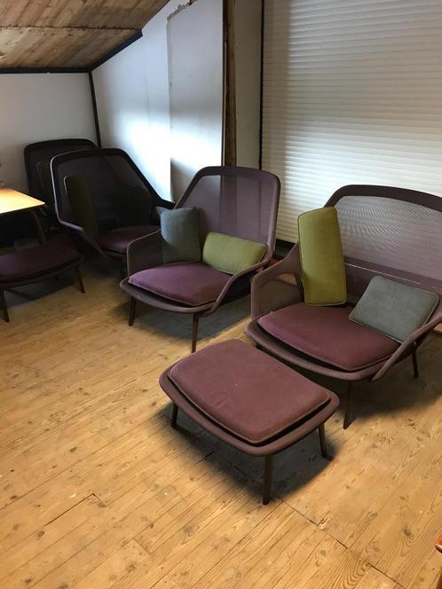 Set 2 Vitra slow chair fauteuil en 1 voetenbank design, Huis en Inrichting, Fauteuils, 75 tot 100 cm, Ophalen
