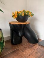 Bijzettafeltje zwart met hout, Ophalen of Verzenden, Gebruikt