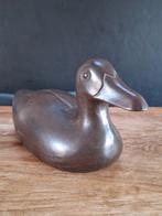 vintage grote zware hard-houten eend 49cm lang en 24cm hoog, Ophalen of Verzenden