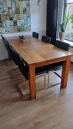 Robuuste teak eettafel 220, Huis en Inrichting, Tafels | Eettafels, Ophalen, Gebruikt, Teakhout, 200 cm of meer