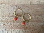 Oorbellen creolen ring bloedkoraal goud zilver en Swarovski, Hangers, Nieuw, Ophalen of Verzenden, Rood