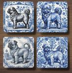 Griffon Bruxellois Delfts Blauw onderzetters met houder, Ophalen of Verzenden, Nieuw, Glas of Kopje