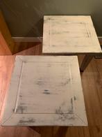 2 massief houten tafeltjes, Huis en Inrichting, Tafels | Salontafels, Ophalen, Gebruikt, 50 tot 100 cm, Vierkant
