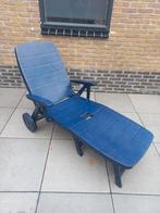 Blauwe Kunststof Tuinligstoel met Wielen Jardin, Tuin en Terras, Ophalen, Zo goed als nieuw, Kunststof, Verrijdbaar