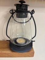 Vintage Zwarte Lantaarn Windlicht, Huis en Inrichting, Woonaccessoires | Kandelaars en Kaarsen, Gebruikt, Zwart, Ophalen of Verzenden