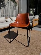 Industriële leren eetkamerstoelen, Huis en Inrichting, Stoelen, Ophalen, Bruin, Zo goed als nieuw, Metaal
