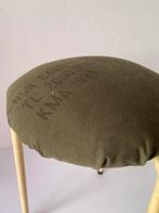 Vintage Kruk - Legerstof Bekleding, Gebruikt, Overige kleuren, Ophalen of Verzenden, Eén