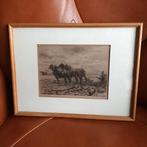 Waalko Jans Dingemans,  ets,  ploeger met paarden, Ophalen of Verzenden