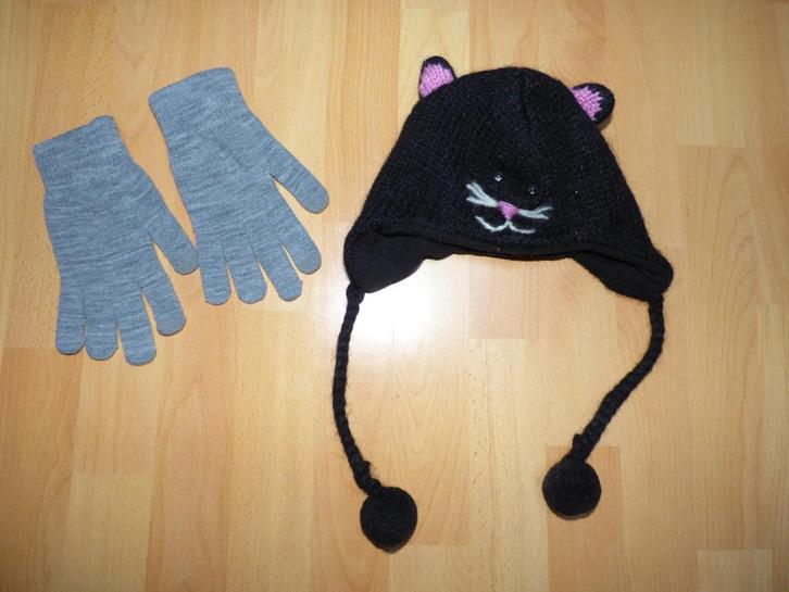 Leuke zwarte poezen muts van DeLux + grijze wanten HEMA ZGAN, Kinderen en Baby's, Kinderkleding | Mutsen, Sjaals en Handschoenen