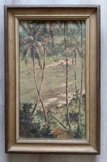 Omar Basalamah (1912-1998) - Indonesië  Rivier en palmbomen  beschikbaar voor biedingen