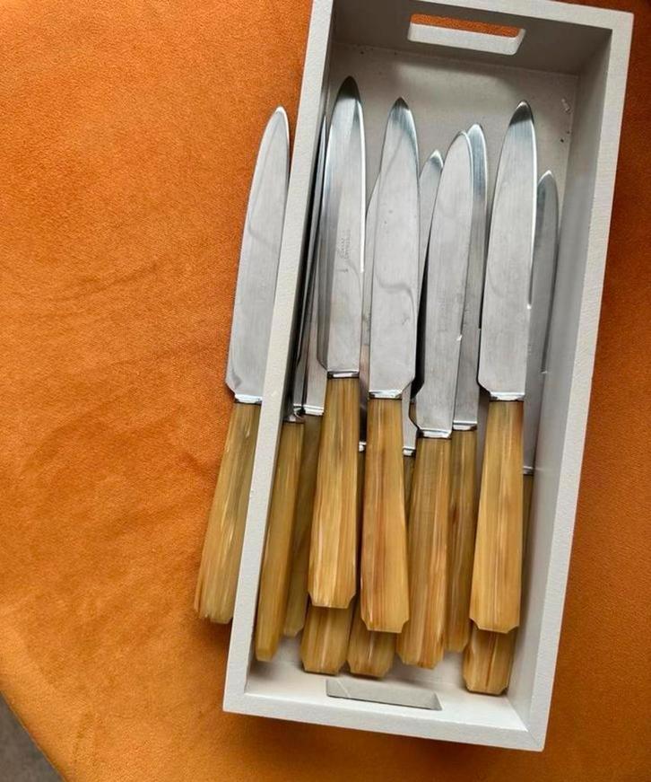 Vintage Bertrix Frères messen set (12) - jaren '40-'60, Antiek en Kunst, Antiek | Bestek, Ophalen of Verzenden