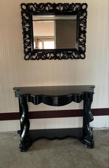 Zwarte Spiegel met Console Tafel Set beschikbaar voor biedingen