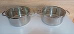2 Kookpannen, Huis en Inrichting, Keuken | Potten en Pannen, Ophalen of Verzenden, Gebruikt, Glas, Kookpan of Snelkookpan