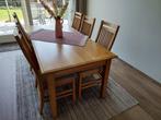 Eethoek van massief eikenhout met 6 stoelen en salontafel, Huis en Inrichting, Complete eetkamers, Ophalen, Gebruikt, Klassiek