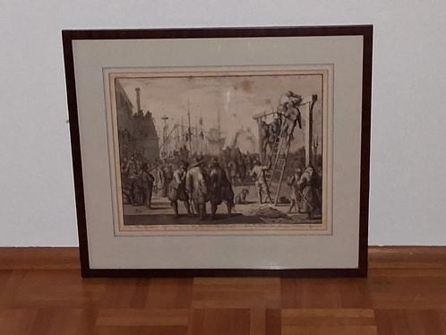 Gravure van hanging Don Pedro Pacieco te Vlissingen., Antiek en Kunst, Kunst | Etsen en Gravures, Ophalen