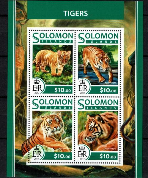 salomon is pf blok tijgers katachtige wildlife zoogdieren 2, Postzegels en Munten, Postzegels | Thematische zegels, Postfris, Dier of Natuur