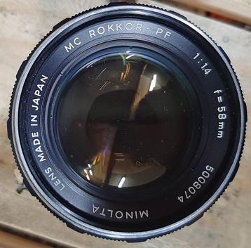 Minolta MC Rokkor PF 58 mm 1:1.4 objectief beschikbaar voor biedingen