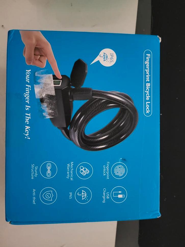 Nieuw Fietsslot met Vingerafdrukscanner, Fietsen en Brommers, Fietsaccessoires | Fietssloten, Ophalen of Verzenden