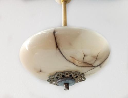 Vintage hanglampje gemarmerd glas, Huis en Inrichting, Lampen | Hanglampen, Gebruikt, Minder dan 50 cm, Glas, Kunststof, Metaal