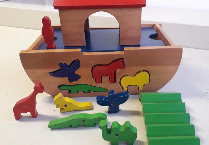 Vintage speelgoed - Ark van Noah - hout -, Kinderen en Baby's, Speelgoed | Houten speelgoed, Gebruikt, Ophalen of Verzenden