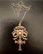 Antieke gouden (14krt) hanger met Diamanten (1920-1930), Sieraden, Tassen en Uiterlijk, Verzenden, Gebruikt, Goud, Met edelsteen
