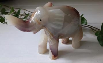 Marmeren Onyx Olifantje - Decoratief Beeld beschikbaar voor biedingen