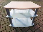 Tafel op wieltjes beuken met glas, Huis en Inrichting, Tafels | Bijzettafels, Glas, 75 cm of meer, Rechthoekig, Ophalen