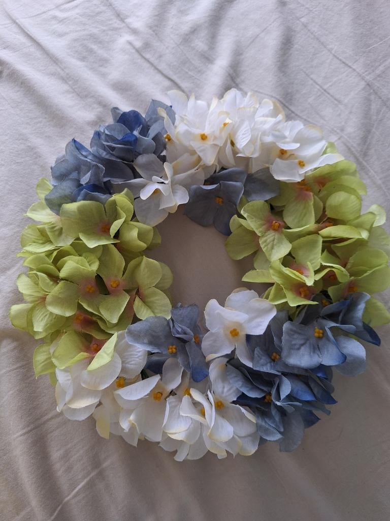 Hortensia krans - Kunstbloemen, Huis en Inrichting, Woonaccessoires | Kransen, Ophalen of Verzenden, Nieuw