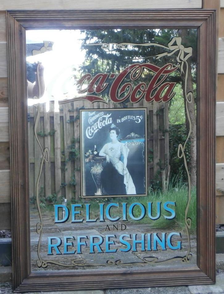 Grote spiegel Coca Cola barspiegel pubspiegel bar cafe 99x74, Verzamelen, Merken en Reclamevoorwerpen, Gebruikt, Reclamebord, Ophalen