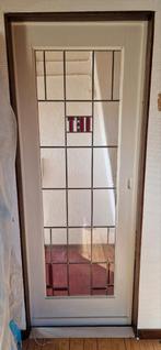 Glas in lood schuifdeur (jaren 30?), Ophalen, Gebruikt, Minder dan 80 cm, Binnendeur