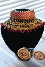 Nieuw Indiase sieraden set 2-delig - goud kundan set, Verzenden, Nieuw, Goud, Verstelbaar