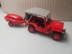 Solido - Willys Jeep met trailer [rood] 1/43, Solido, Ophalen of Verzenden, Zo goed als nieuw, Auto