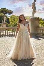 Trouwjurk maat 50 off the shoulder, Ophalen of Verzenden, Zo goed als nieuw, Wit, Trouwjurk