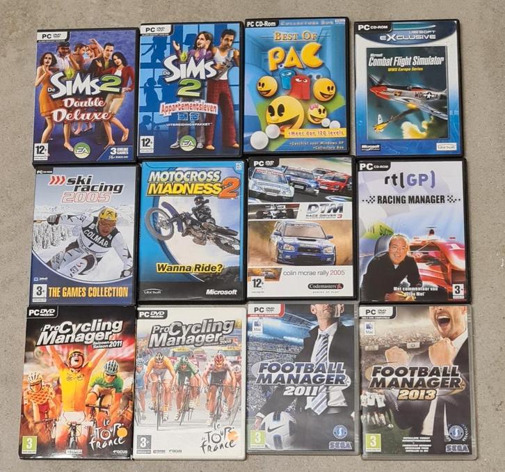 PC Spellen Collectie - Sims, Racing, Management, Spelcomputers en Games, Games | Pc, Gebruikt, Simulatie, 1 speler, Vanaf 3 jaar