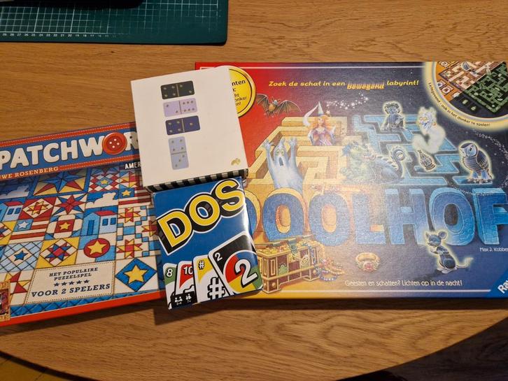 Bordspellen Doolhof, Patchwork en DOS, Hobby en Vrije tijd, Gezelschapsspellen | Bordspellen, Gebruikt, Een of twee spelers, Drie of vier spelers