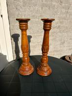 Houten Kandelaars - Set van 2, Ophalen, Gebruikt, Kandelaar, Hout