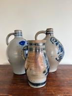 Drie mooie Westerwald zoutgeglazuurde kruiken, Ophalen of Verzenden