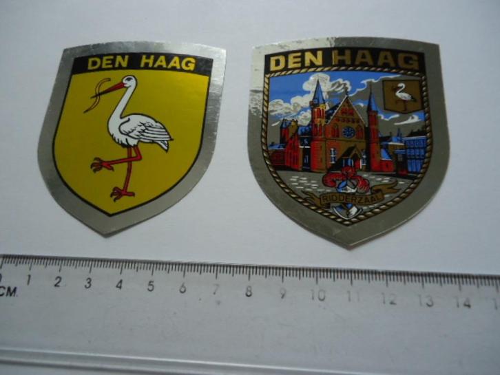 sticker oud DEN HAAG glansschild glans schild gravenhage 2x, Verzamelen, Stickers, Zo goed als nieuw, Verzenden