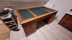 Partner desk met groen leren blad, Huis en Inrichting, Bureaus, Ophalen, Gebruikt, Bureau