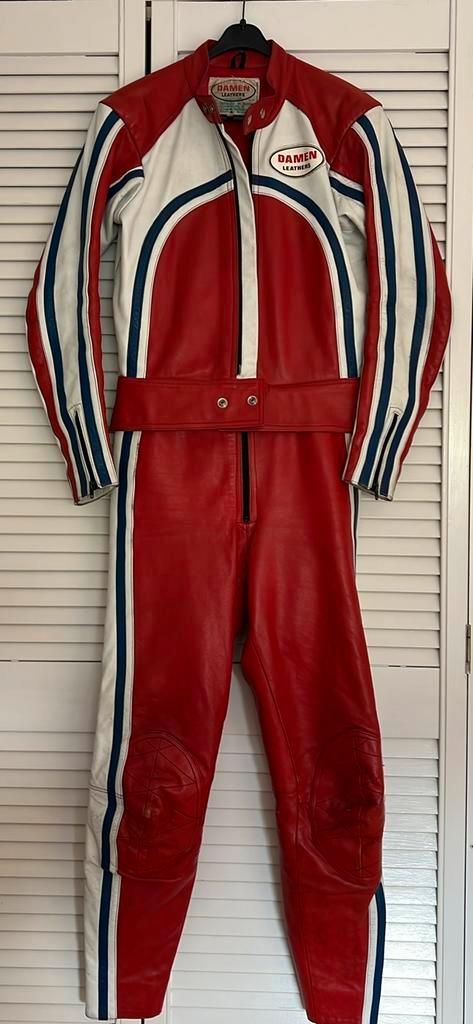 Vintage DAMEN leather- 2-delig motorpak - herenmaat 46, Motoren, Kleding | Motorkleding, Combipak, Dames, Heren, Kinderen, Tweedehands