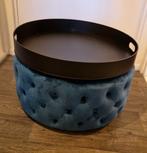 Hele mooie poef blauw/groen met dienblad, Ophalen, Zo goed als nieuw, Rond, Metaal