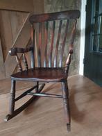 Vintage eikenhouten schommelstoel, Huis en Inrichting, Stoelen, Ophalen, Gebruikt, Bruin, Eén