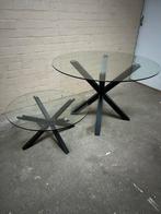 Glazen Eettafel + Salontafel - Zeer Goede Staat, Huis en Inrichting, Tafels | Eettafels, Ophalen, Rond, 50 tot 100 cm, Vier personen