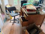 Vintage art deco bureau +, Gispen stoel, Ophalen, Gebruikt