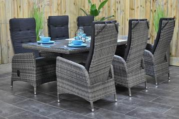 Menorca Tafel 225 met 6 Menorca Verstelbare Dining Tuinstoel beschikbaar voor biedingen