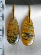Agaat druppel oorhangers (F90165), Hangers, Geel, Nieuw, Ophalen of Verzenden