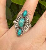 Schitterende 925 sterling zilveren ring met Turkoois. Mt.17., Ophalen of Verzenden, Zo goed als nieuw, 17 tot 18, Met edelsteen
