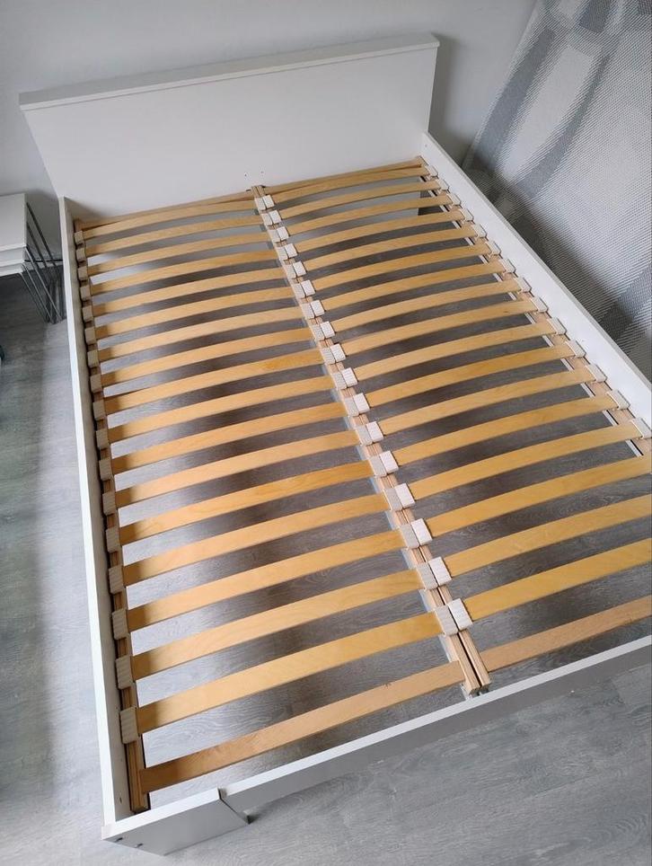 Wit bed Ikea 140x200 cm 'twijfelaar', Huis en Inrichting, Slaapkamer | Bedden, Gebruikt, Tweepersoons, 140 cm, 200 cm, Hout, Wit