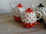 4x Tea-for-one, V&D, rood/wit en zwart/wit STIPPEN, gaaf, Huis en Inrichting, Keuken | Servies, Overige typen, Ophalen of Verzenden